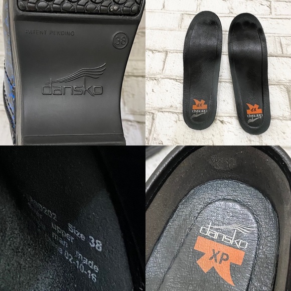 DANSKO XP Moon Blue/Black Patent Leather Professional XP Clogs Size 38 7.5-8US - Picture 14 of 16